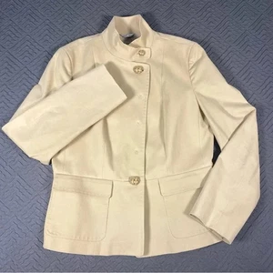 Talbots Tan Cotton Blend Jacket Size 10 Italian Fabric Excellent Condition - Picture 1 of 10