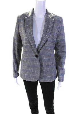 Chaqueta Blazer Corta Mkt Studio Mujer Estampado a Cuadros Un Botón Blanca Negra Talla 38 Foto 1 de 4