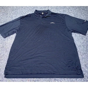 FootJoy Shirt Men XXL 2XL Polo Golf Navy Stripe Collar Embroidered - Picture 1 of 8