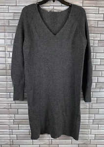 Athleta Cashmere & Wool Grey Long Sleeve V Neck Shift Dress Size Small - Picture 1 of 9