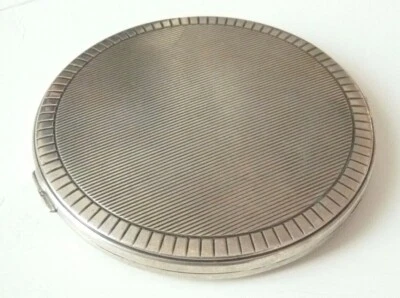 Boite poudrier ancien en ARGENT massif  ART DECO silver powder box - Photo 1/4
