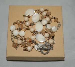 Silpada Sterling Silver Faceted Mother of Pearl & Quartz 36" Necklace N1504 - Picture 1 of 3