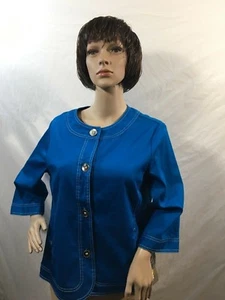 Tan Jay Women’s Blue Jacket Exposed Stitching Size 12 New With Tags - Picture 1 of 8