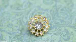 5 to 20 Crystal Rhinestone Round Buttons (15mm) RS-003 gold finish - Picture 1 of 3