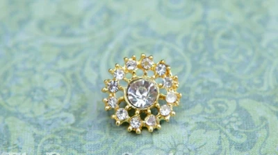 5 to 20 Crystal Rhinestone Round Buttons (15mm) RS-003 gold finish - Image 1 of 3