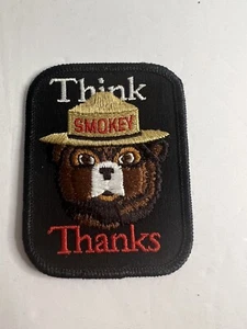 Vintage Smokey The Bear “Think Thanks” Iron-On Patch - Picture 1 of 4