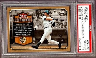 Tarjeta insertada Fleer Crowning Achievement 2007 CA-DJ HOF DEREK JETER PSA 10 Low Pop Foto 1 de 4