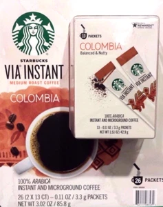 20 CAJAS = 260 PAQUETES STARBUCKS VÍA CAFÉ INSTANTÁNEO MED ROAST COLUMBIA MEJOR 12.2025 - Imagen 1 de 9