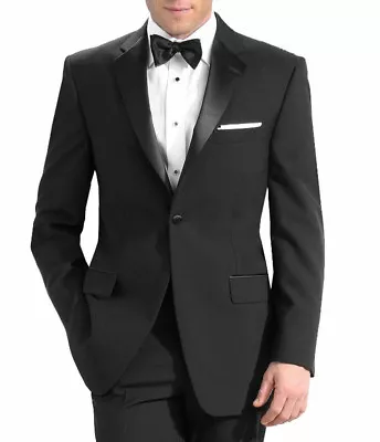 Men's Black Tuxedo. 42 Long Jacket & 34 waist Pants Formal, Wedding, Prom, Dress - Image 1 of 2
