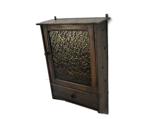Kitchen Apothecary Bathroom Pharmacy Medicine Cabinet Bubbled Glass Art Spice ra Cover