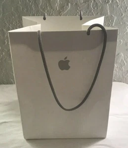 APPLE BAG White & Gray Sturdy Matte Paper Gift / Shopping BAG 8"X11"X5" Empty - Picture 1 of 6