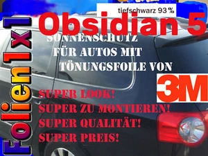 39,87€/qm 50 x150cm 3M Obsidian 5 Auto Tönungsfolie tiefschwarz 7% FöhnVideo ABG - Bild 1 von 1