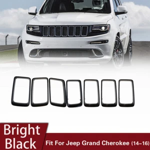 7pcs Gloss Black Front Grille Trim Ring Insert for Jeep Grand Cherokee 2014-2016 - Picture 1 of 7