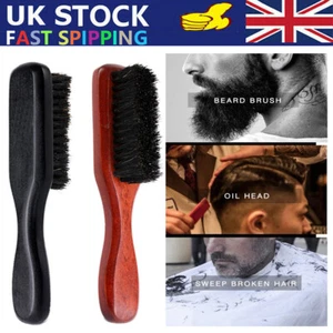 Natural Boar Bristle Hair Brushes Styling Barber Scalp Men's Wood Beard Grooming - Picture 1 of 14