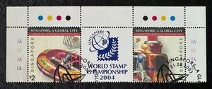 2003 SINGAPORE A GLOBAL CITY 2ND SERIES COMMUNICATIONS & TECHNOLOGY 2V pair CTO - Picture 1 of 2