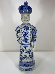 Blue and white Porcelain Antique Chinese Archaic Officials Statue 11” - Picture 1 of 5