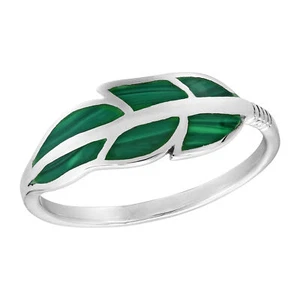 Schwebende Feder grüner Malachit Inlays Sterlingsilber Ring - 6 - Bild 1 von 5