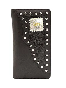 VAQUERO DE ORACIÓN BI PLEGABLE CHEQUERA BILLETERA DE CUERO WESTERN MODA NUEVO ARTE - Imagen 1 de 34