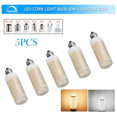 5X Dimmable 10W 12W Led Corn Light Bulb E14 Ceramic Lamp 360° E17 Cold White - Image 1 of 4