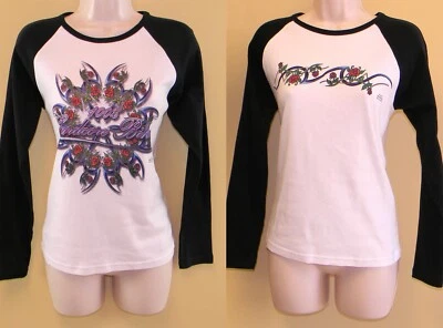 2x Anvil Biker White/Black Seamless Shirt Long Sleeve 100% Cotton Junior L-14/16 - Image 1 of 4