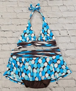 Kim Rogers Two Piece Swimsuit Swim Skirt Blue WOMENS SIZE SMALL - Picture 1 of 10