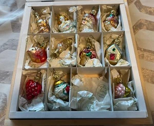 INGE GLAS Colección Novia Set de 11 Adornos de Navidad Alemania Caja de Madera TAL CUAL - Imagen 1 de 6