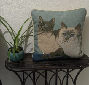 Lindo cojín de lana de terciopelo de 14" para gato siamés anudado a mano gatos - Imagen 1 de 12