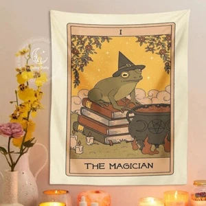 Magic Frog Tapestry Tarot Frog Psychedelic Bohemian Tapestry Living Room Decor - Picture 1 of 7