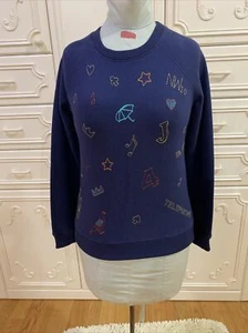 JOHNNIE B BODEN GIRLS NAVY BLUE EMBROIDERED FRONT CREW NECK SWEATSHIRT 11/12Y - Picture 1 of 10
