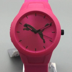 Puma Watch Women 36mm Pink Logo Dial 50M P1015 Silicone Band w Tags New Battery - Picture 1 of 14