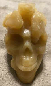Calcita amarilla tallada?? Calavera con serpientes - Imagen 1 de 11