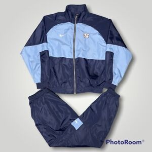 Vintage Y2k Nike UNC Windbreaker Tracksuit Set Pants Jacket Blue Men’s Medium