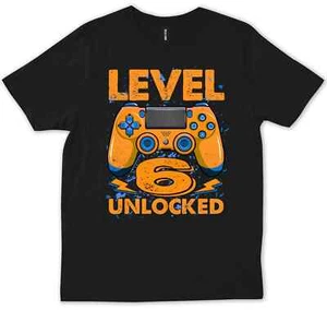 Level 6 6th Birthday Gamer Boy Video Game 6 Year Old Retro Funny Gift T-Shirt - Picture 1 of 4