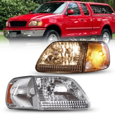 Pair Headlight Fit For 1997-2003 Ford F-150 1997-1999 F-250 1997-2002 Expedition - Image 1 of 4