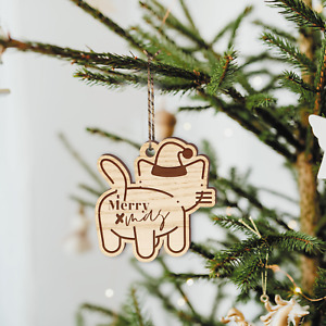 Funny Xmas Cat Ornament -Joke Cat Christmas Tree Decor, Xmas Bauble Decoration