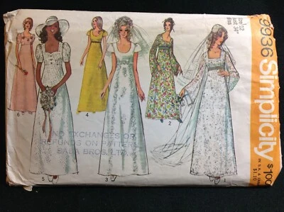 Pattern Simplicity 9936, retro 70s wedding/bridesmaid dresses 12 - Image 1 of 2