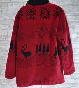 Outbrook Jacke Large Neuheit Fleece Elch Woodland rot Winter Schneeflocken - Bild 1 von 12
