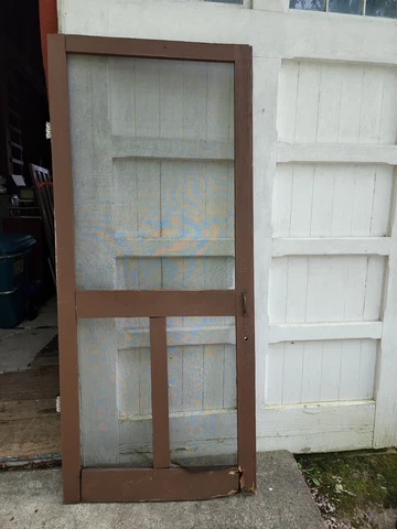 ANTIQUE Screen DOOR NEW ENGLAND 3 Panel 1920 CENTURY EXTERIOR 84 X 35 3/4 Inches Cover