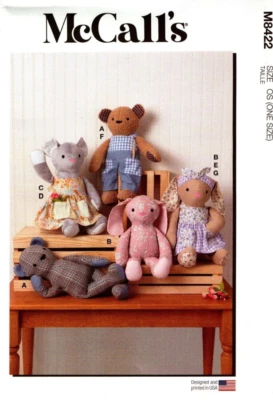 McCalls Sewing Pattern 8422 M8422 Plush Toy Teddy Bear Bunny Rabbit Mouse NEW - image 1 of 2