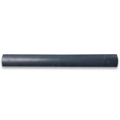 N16H Nero Marquina Black Marble Round Edge Pencil Liner Trim Molding Honed - Image 1 of 4