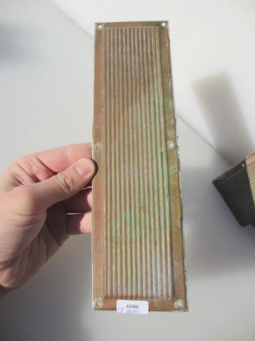 Victorian Brass Finger Plate Push Door Handle Reeded Old Antique Ribbed Vintage Cover