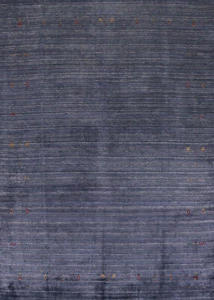 Alfombra Gabbeh de seda azul marino suave y felpa anudada a mano 8x10 pies para sala de estar - Imagen 1 de 20