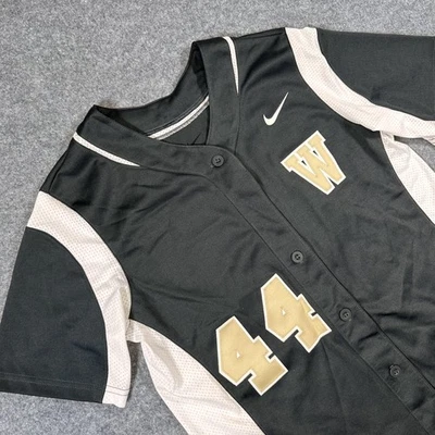 Camiseta deportiva de softbol Nike para mujer mediana negra dorada con 44 botones delanteros Foto 1 de 4