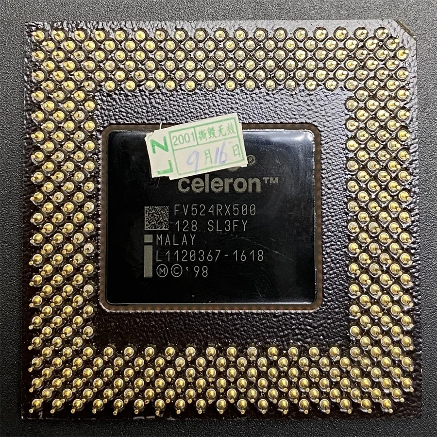 Intel Celeron 500MHz CPU FV80524RX500128 SL3FY 128KB 66MHz 2V Processor - Image 1 of 3