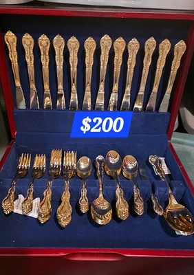 Vintage 12 Place Setting 24kt Gold Plated Dinnerware Set - Image 1 of 3