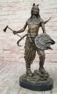 Indianer Indianer Krieger Handarbeit Bronze Skulptur Statue Western Kunst - Bild 1 von 10
