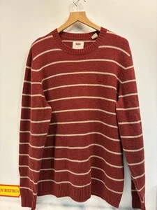 Levi’s Standard Red Striped Wool Blend Jumper Sweater Size L Crew Neck - Picture 1 of 7