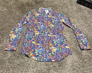 J. McLaughlin LOIS Cotton Blouse Blue Leaf Pattern XS $178 - Bild 1 von 7