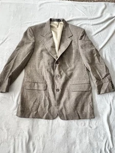 Harold Powell Blazer Mens Beige Silk Linen Wool Sports Coat Jacket 3 Buttons Pic - Picture 1 of 13
