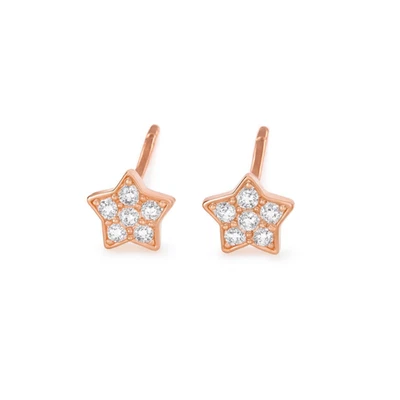 Orecchini A Stella In Argento Sterling Paved CZ - 7mm Oro Rosa - Immagine 1 di 4